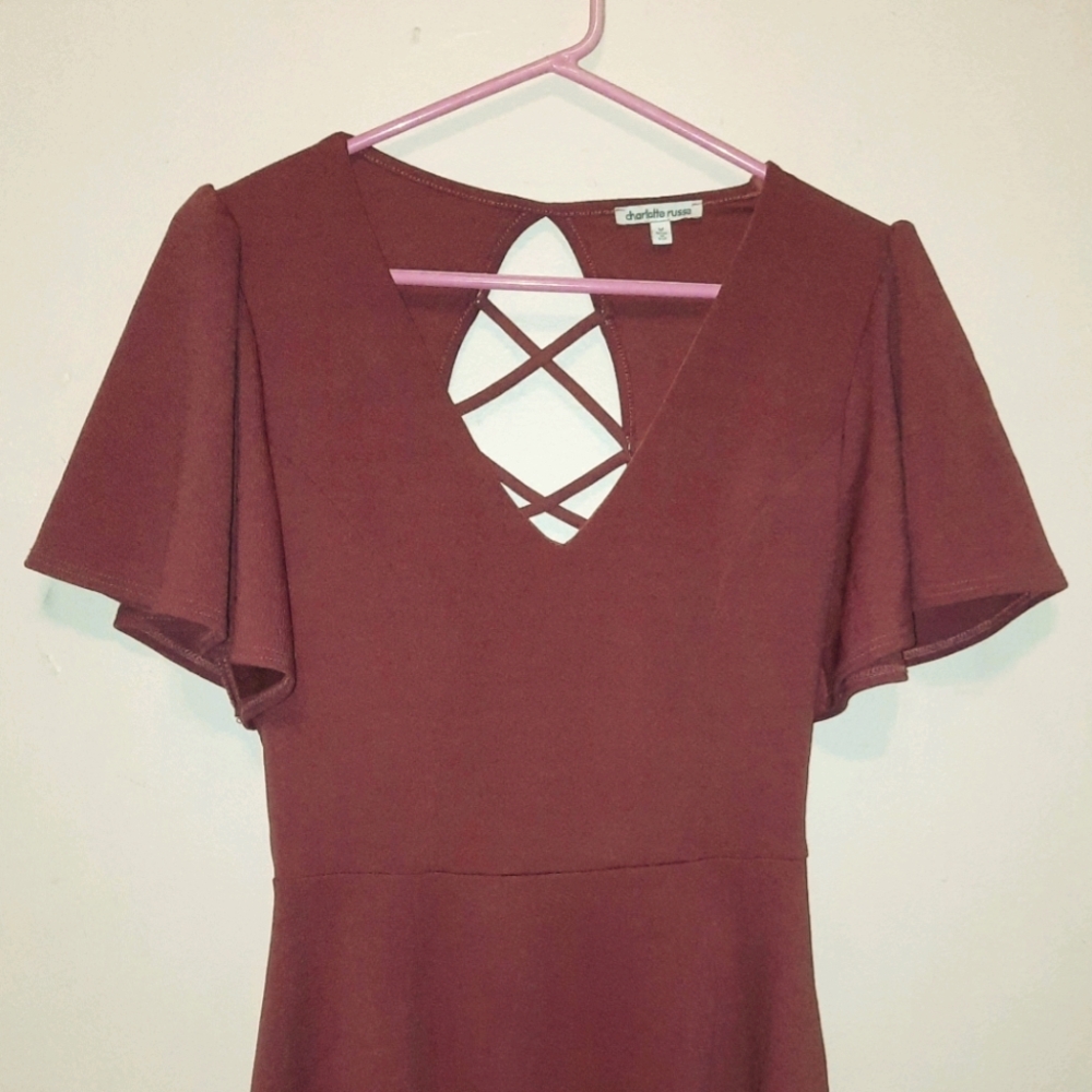 Charlotte Russe Burgundy Red Dress w/ Ruffles